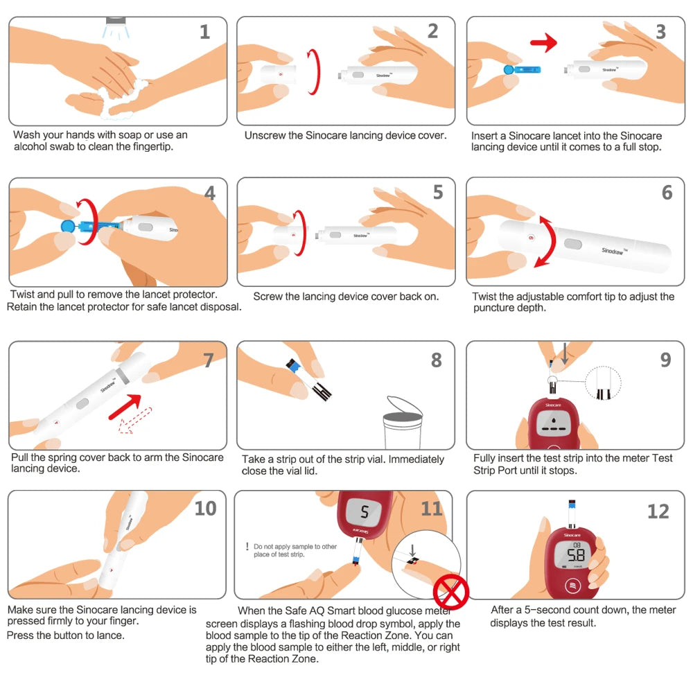 Safe AQ Blood Glucose Meter with Test Strips