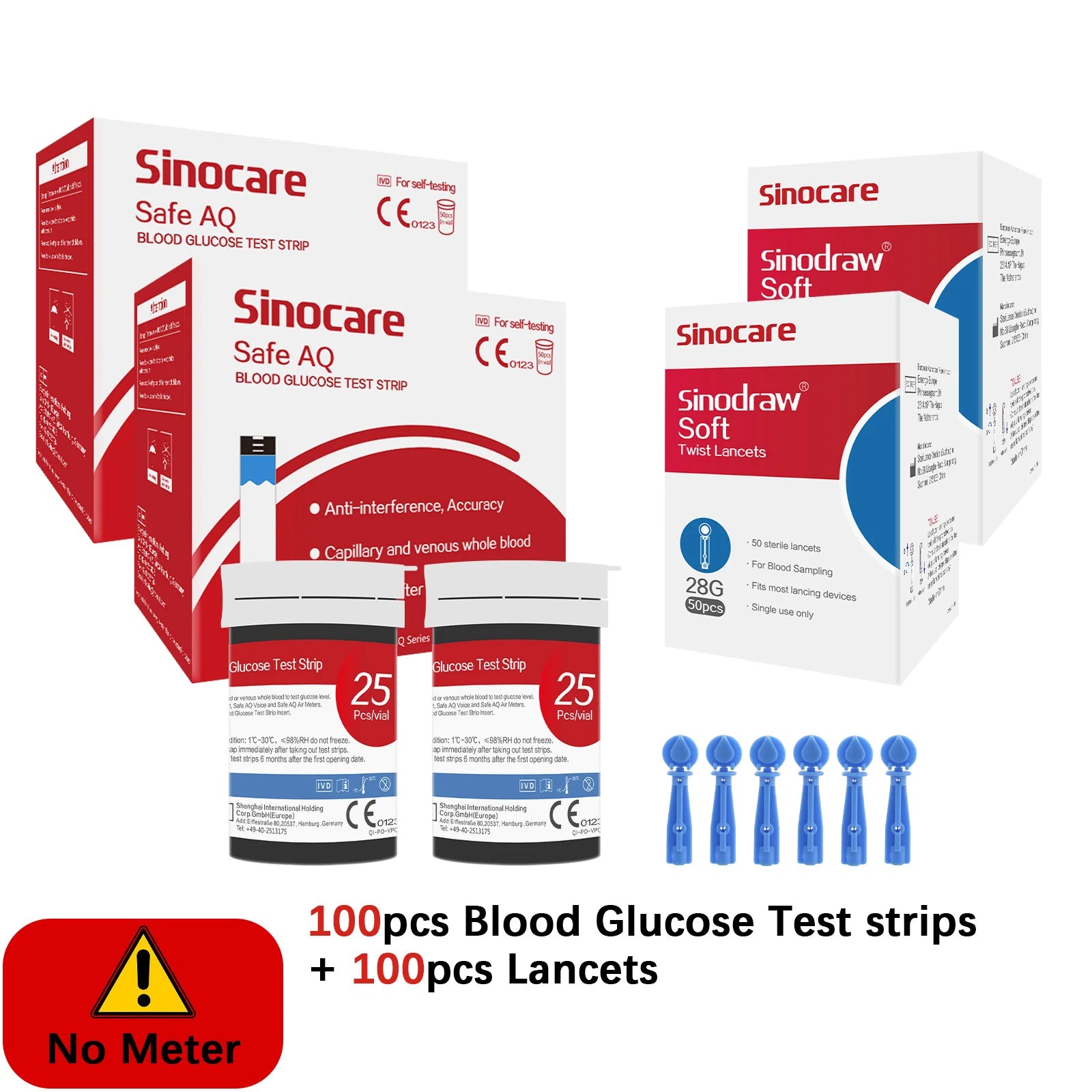 Safe AQ Blood Glucose Meter with Test Strips