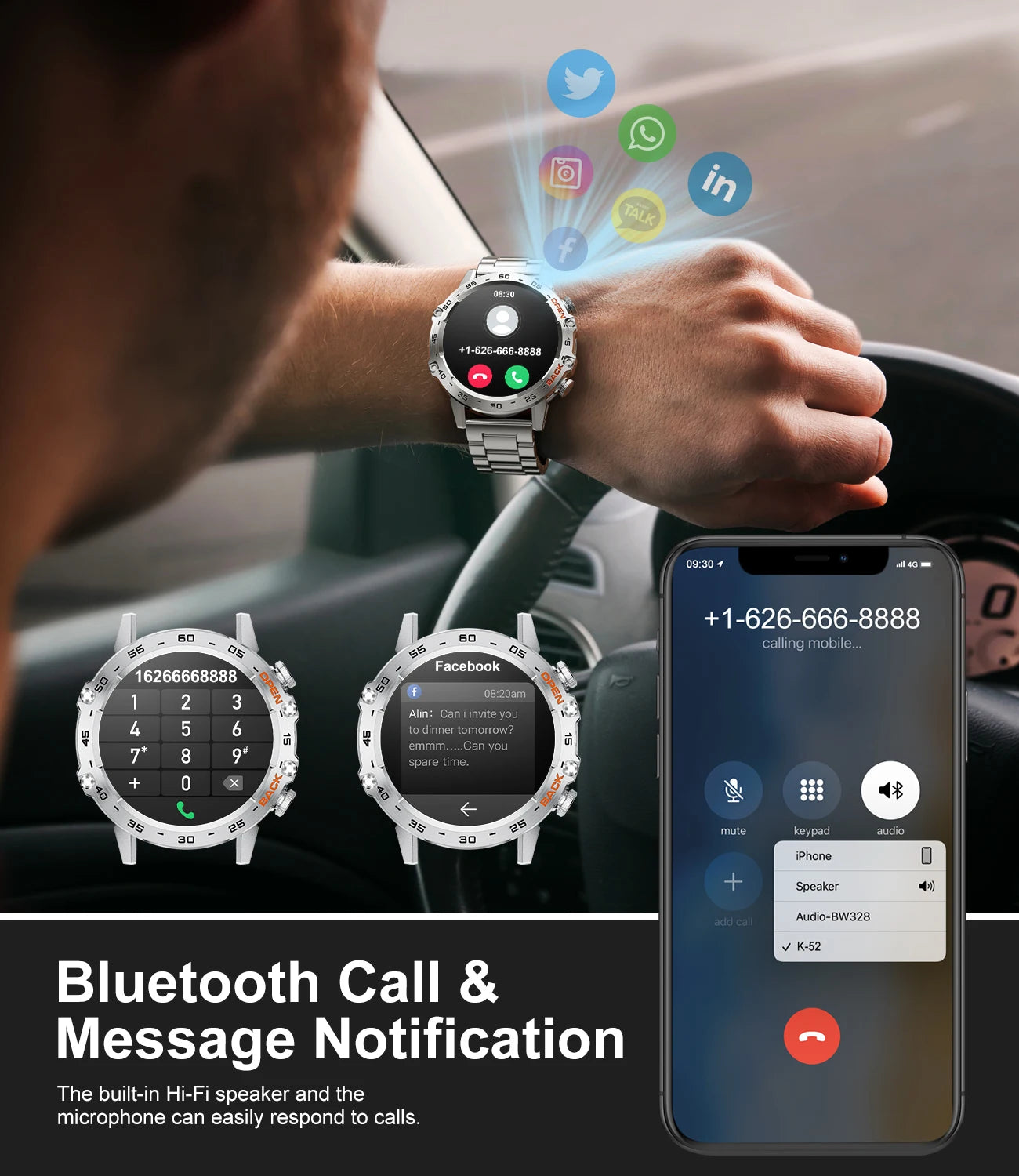 LIGE New1.39" Bluetooth Call Smart Watch