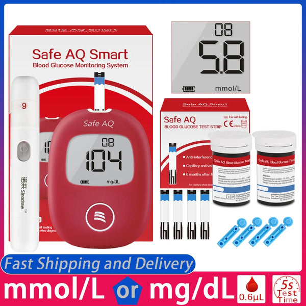 Safe AQ Blood Glucose Meter with Test Strips