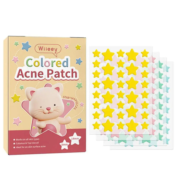 144PCS Star Acne Pimple Patch – Colorful Invisible Stickers