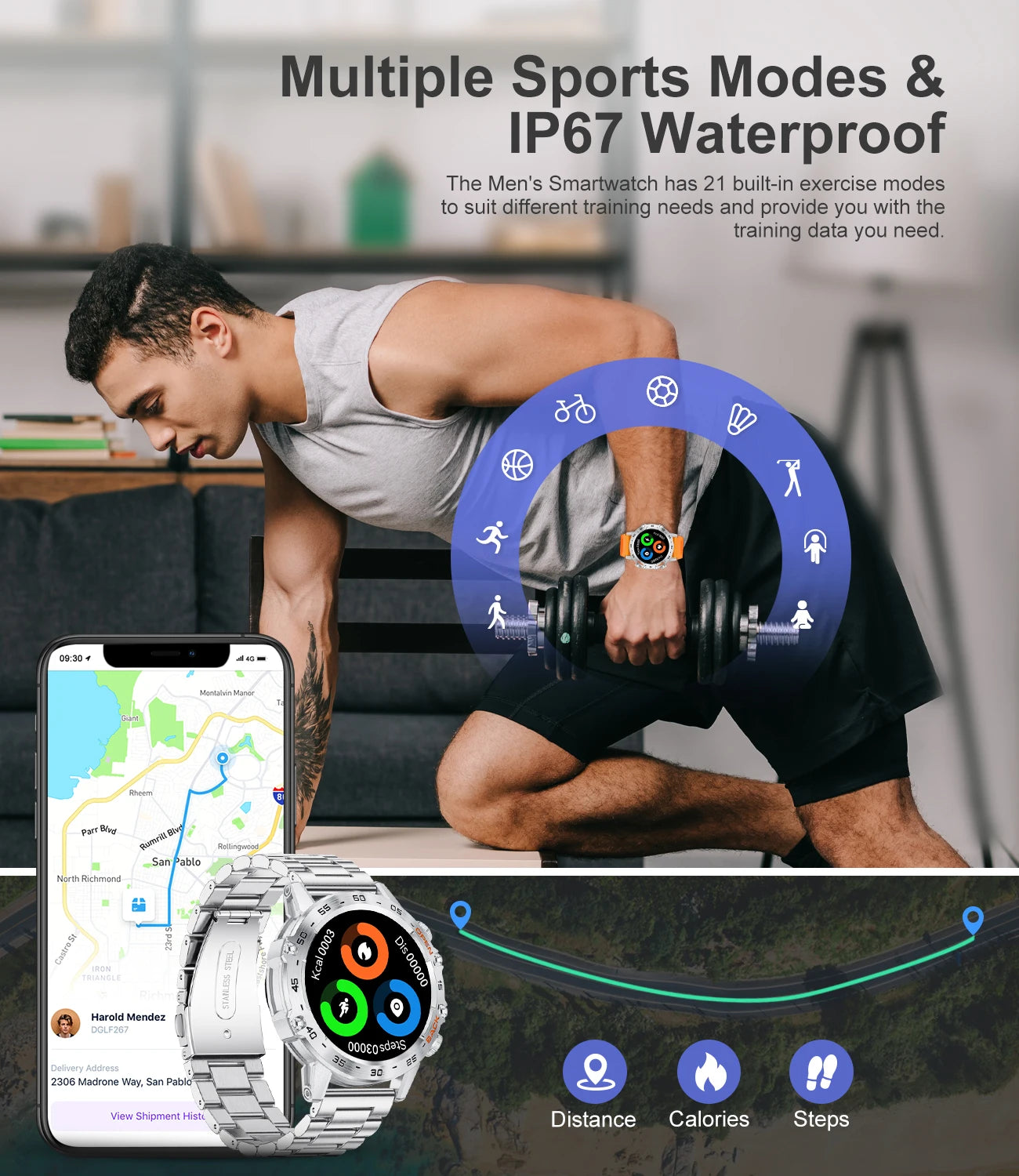 LIGE New1.39" Bluetooth Call Smart Watch